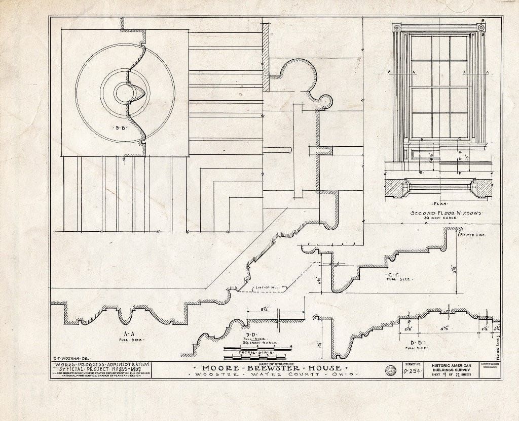 Blueprint HABS Ohio,85-WOOST,1- (Sheet 9 of 11) - Moore-Brewster House, 202 Market Street, Wooster, Wayne County, OH