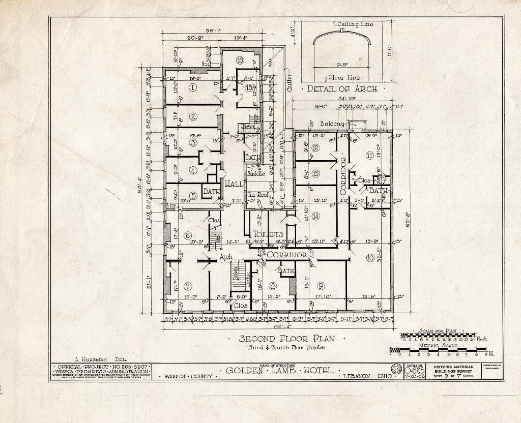 Blueprint HABS Ohio,83-LEBA,1- (Sheet 3 of 7) - Golden Lamb Hotel, Main Street, Lebanon, Warren County, OH