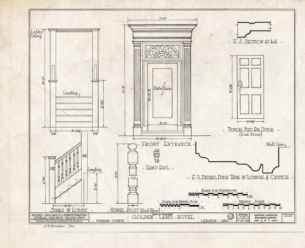 Blueprint HABS Ohio,83-LEBA,1- (Sheet 4 of 7) - Golden Lamb Hotel, Main Street, Lebanon, Warren County, OH