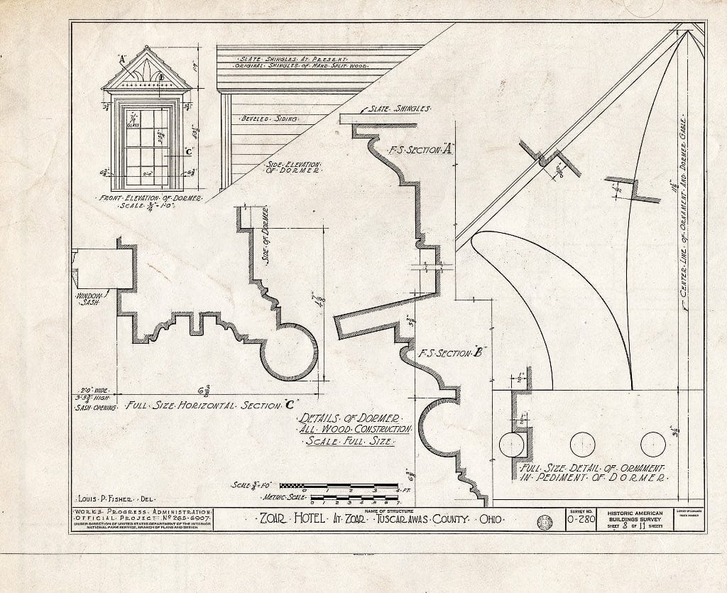 Blueprint HABS Ohio,79-ZOAR,2- (Sheet 8 of 11) - Zoar Hotel, Second & Main Streets, Zoar, Tuscarawas County, OH