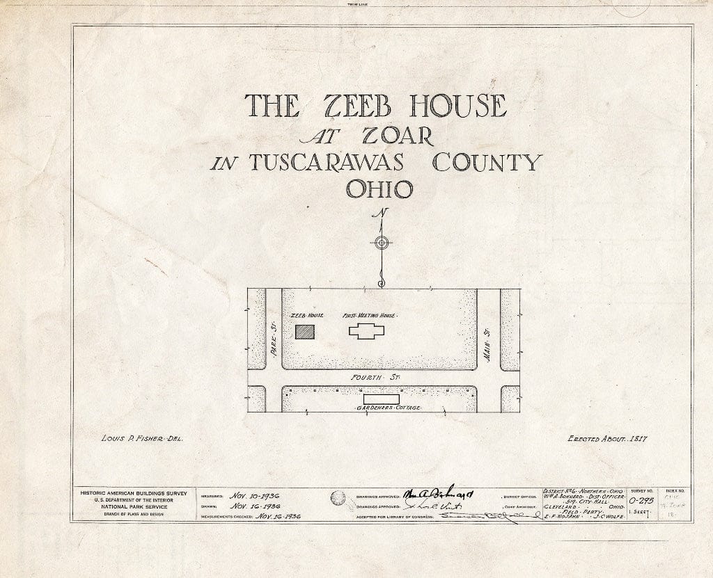 Blueprint HABS Ohio,79-ZOAR,18- (Sheet 0 of 1) - Zeeb House (Log Cabin), Fourth & Park Streets, Zoar, Tuscarawas County, OH