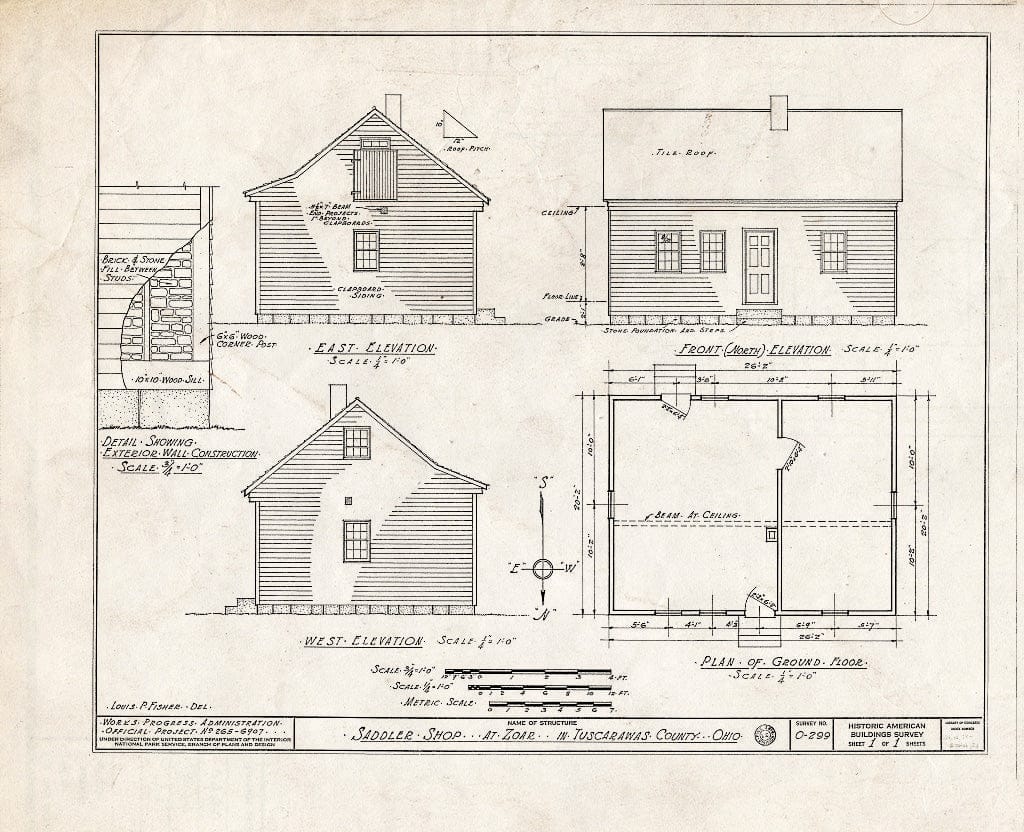 Blueprint HABS Ohio,79-ZOAR,22- (Sheet 1 of 1) - Saddler Shop, Second Street, Zoar, Tuscarawas County, OH
