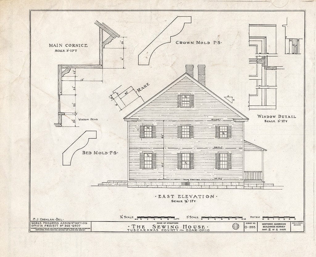Blueprint HABS Ohio,79-ZOAR,7- (Sheet 5 of 6) - Sewing House, Second & Park Streets, Zoar, Tuscarawas County, OH