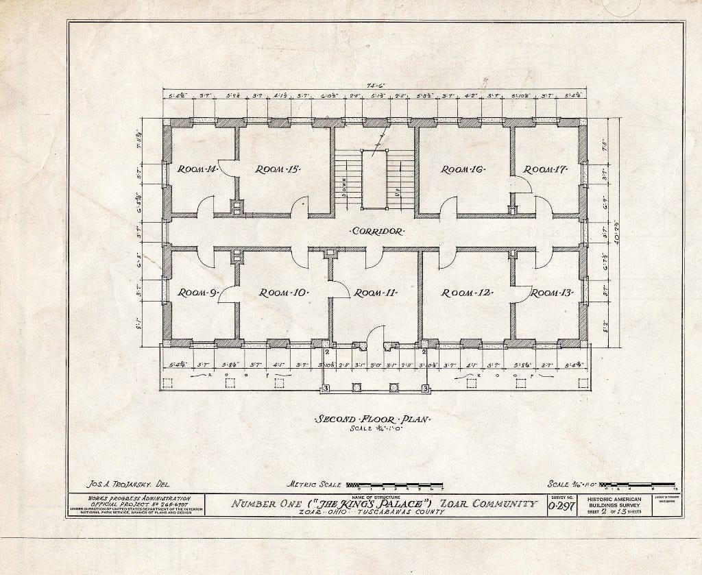 Blueprint HABS Ohio,79-ZOAR,20- (Sheet 2 of 13) - Number One (King's Palace), Main & Third Streets, Zoar, Tuscarawas County, OH