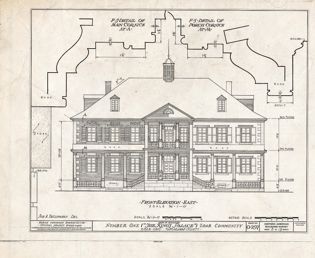 Blueprint HABS Ohio,79-ZOAR,20- (Sheet 3 of 13) - Number One (King's Palace), Main & Third Streets, Zoar, Tuscarawas County, OH