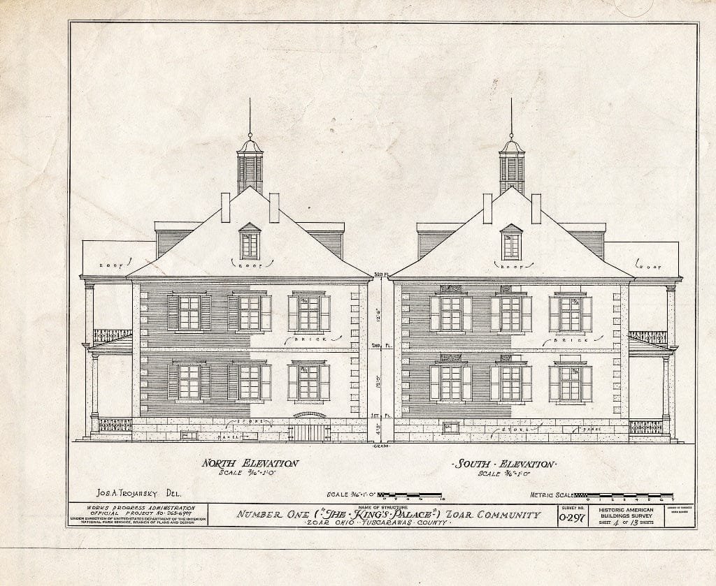 Blueprint HABS Ohio,79-ZOAR,20- (Sheet 4 of 13) - Number One (King's Palace), Main & Third Streets, Zoar, Tuscarawas County, OH