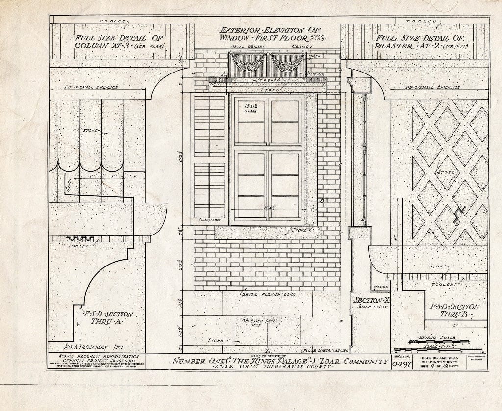 Blueprint HABS Ohio,79-ZOAR,20- (Sheet 9 of 13) - Number One (King's Palace), Main & Third Streets, Zoar, Tuscarawas County, OH