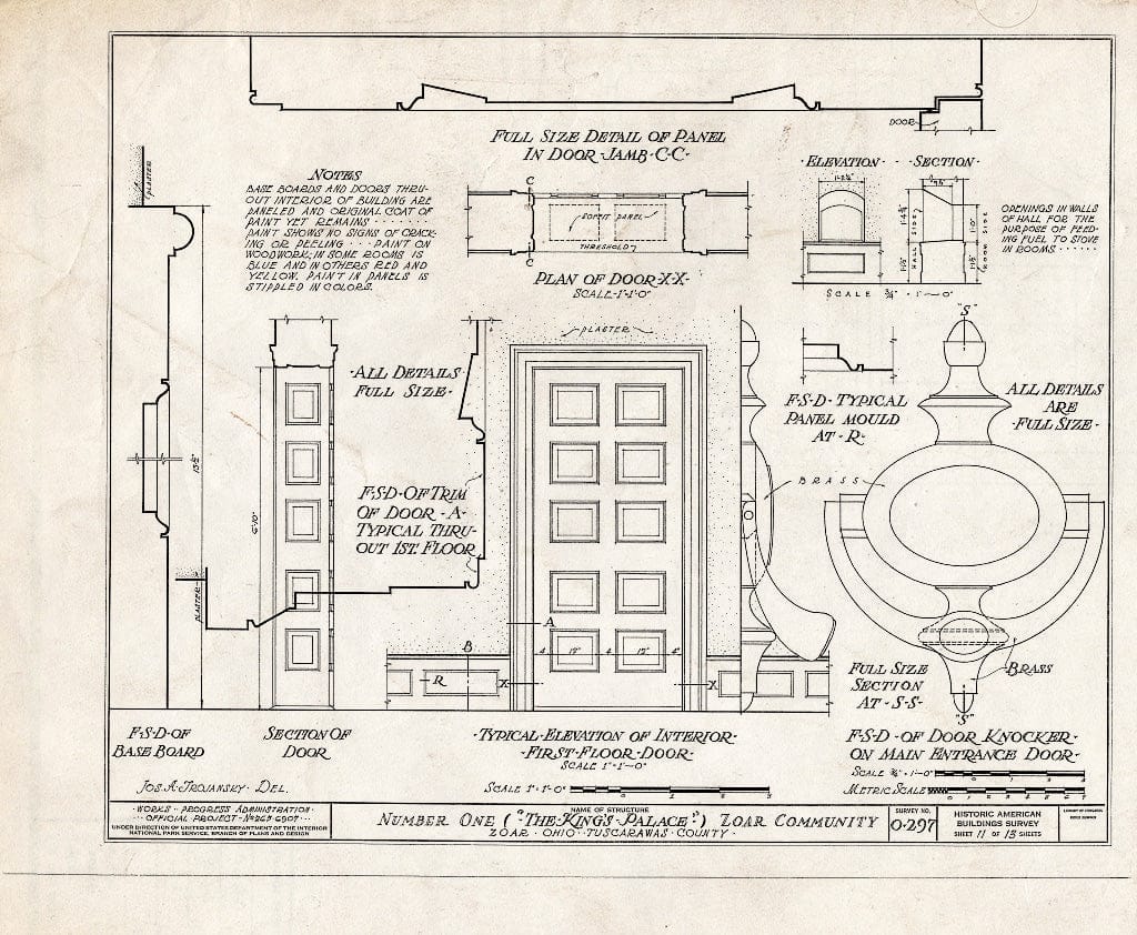 Blueprint HABS Ohio,79-ZOAR,20- (Sheet 11 of 13) - Number One (King's Palace), Main & Third Streets, Zoar, Tuscarawas County, OH