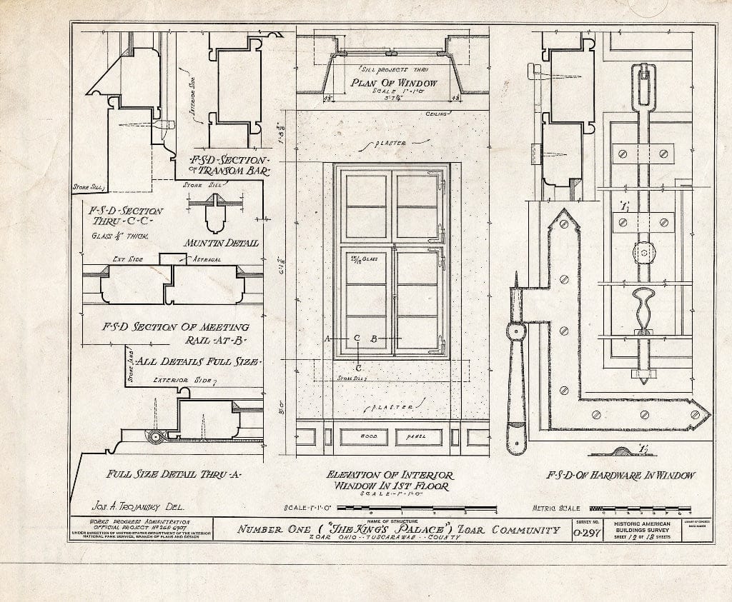 Blueprint HABS Ohio,79-ZOAR,20- (Sheet 12 of 13) - Number One (King's Palace), Main & Third Streets, Zoar, Tuscarawas County, OH