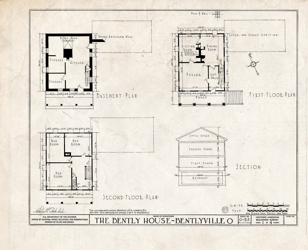 Blueprint HABS Ohio,18-BENTV,1- (Sheet 1 of 4) - Bentley House, North Miles Road, Bentleyville, Cuyahoga County, OH