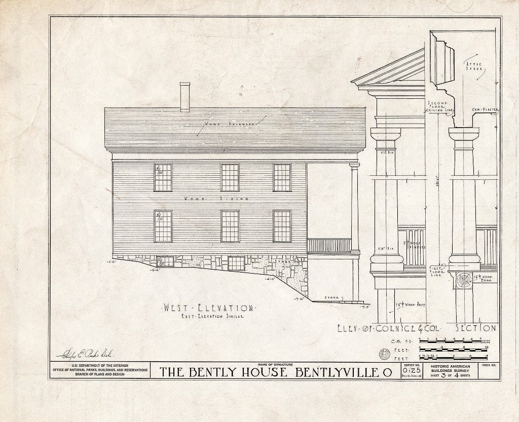 Blueprint HABS Ohio,18-BENTV,1- (Sheet 3 of 4) - Bentley House, North Miles Road, Bentleyville, Cuyahoga County, OH