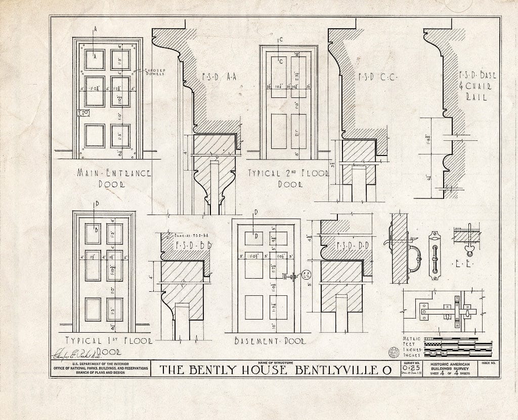 Blueprint HABS Ohio,18-BENTV,1- (Sheet 4 of 4) - Bentley House, North Miles Road, Bentleyville, Cuyahoga County, OH