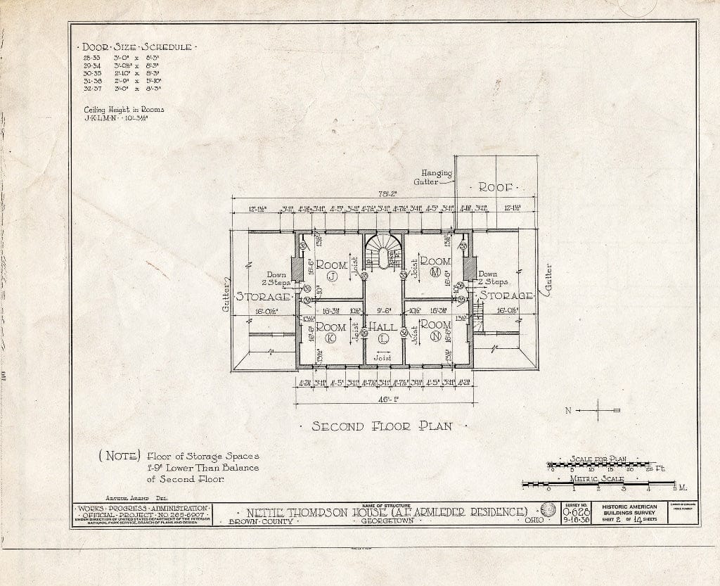 Blueprint HABS Ohio,8-GEOTO.V,1- (Sheet 2 of 14) - Nettie Thompson House, State Road 125, West, Georgetown, Brown County, OH