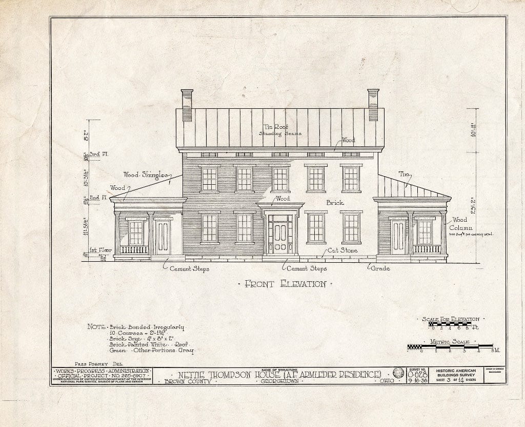 Blueprint HABS Ohio,8-GEOTO.V,1- (Sheet 3 of 14) - Nettie Thompson House, State Road 125, West, Georgetown, Brown County, OH
