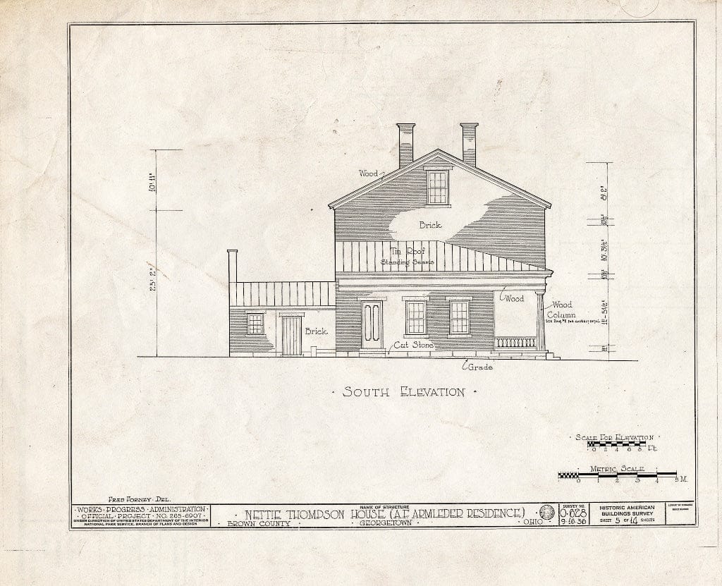 Blueprint HABS Ohio,8-GEOTO.V,1- (Sheet 5 of 14) - Nettie Thompson House, State Road 125, West, Georgetown, Brown County, OH