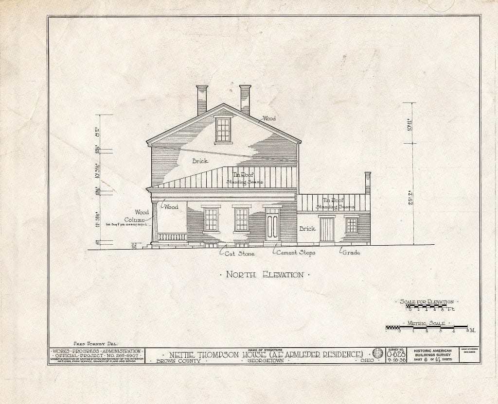 Blueprint HABS Ohio,8-GEOTO.V,1- (Sheet 6 of 14) - Nettie Thompson House, State Road 125, West, Georgetown, Brown County, OH