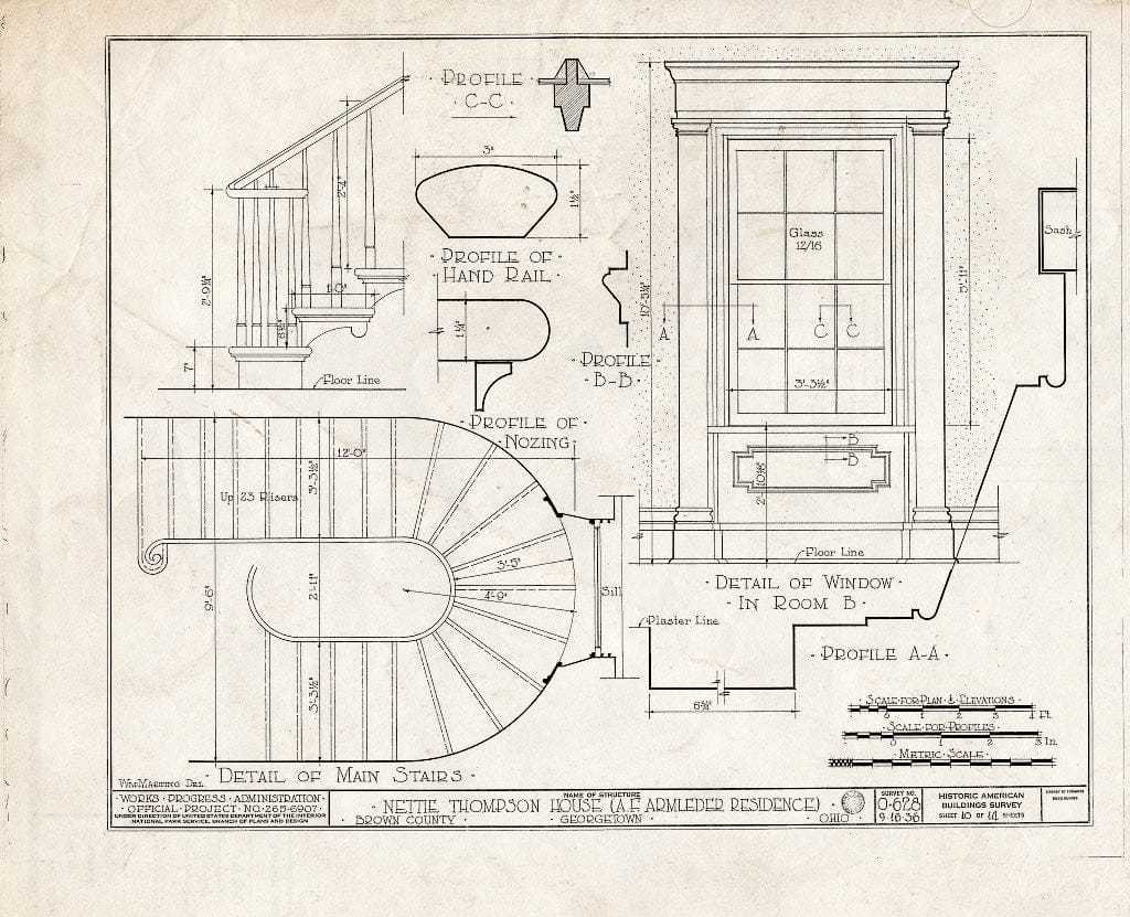 Blueprint HABS Ohio,8-GEOTO.V,1- (Sheet 10 of 14) - Nettie Thompson House, State Road 125, West, Georgetown, Brown County, OH