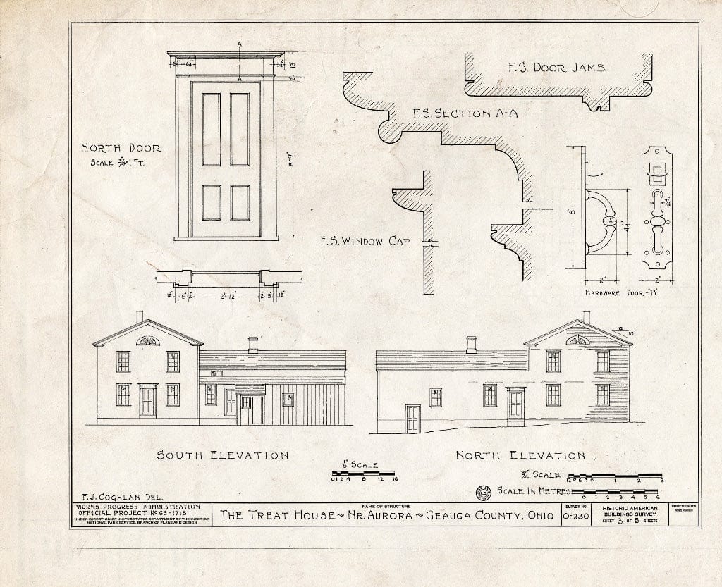 Blueprint HABS Ohio,28-Auro,1- (Sheet 3 of 5) - Treat House, Route 43, Aurora, Portage County, OH