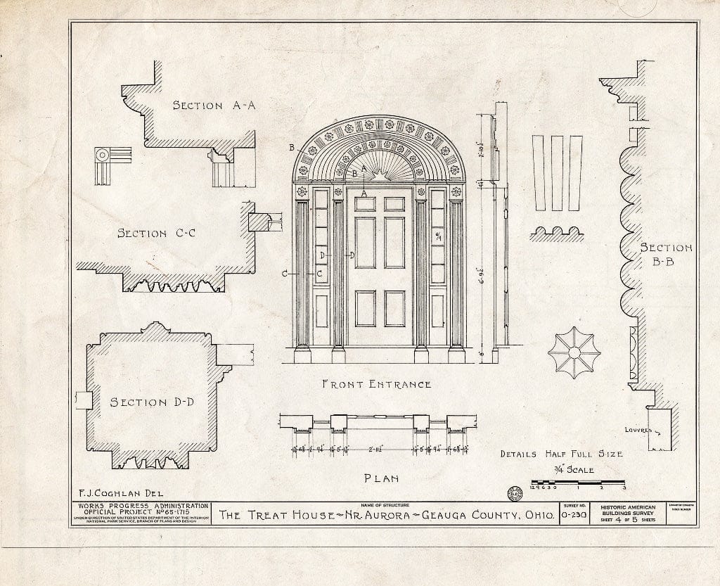 Blueprint HABS Ohio,28-Auro,1- (Sheet 4 of 5) - Treat House, Route 43, Aurora, Portage County, OH