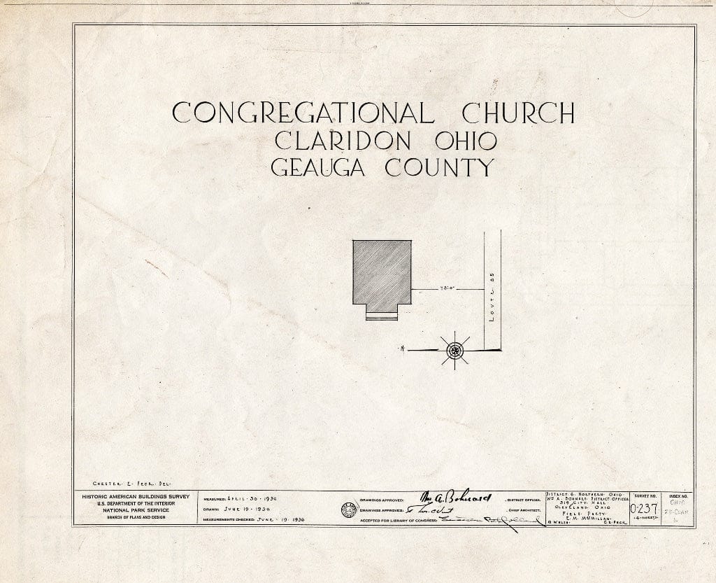 Blueprint HABS Ohio,28-CLAR,1- (Sheet 0 of 4) - Congregational Church, Route 85, Claridon, Geauga County, OH