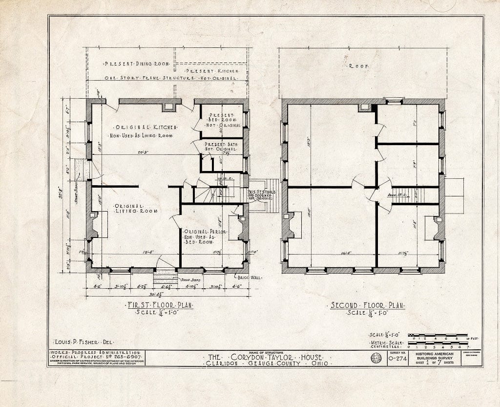 Blueprint HABS Ohio,28-CLAR.V,1- (Sheet 1 of 7) - Corydon Taylor House, Taylor Road, Claridon, Geauga County, OH