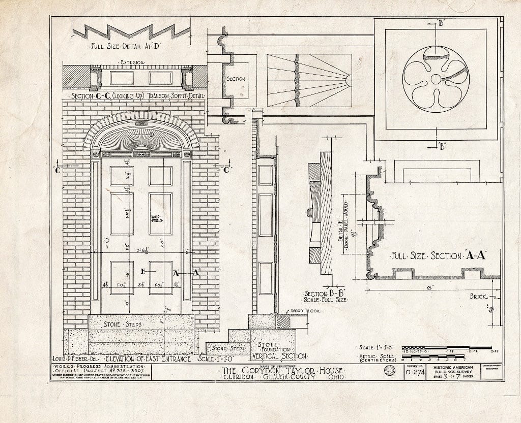 Blueprint HABS Ohio,28-CLAR.V,1- (Sheet 3 of 7) - Corydon Taylor House, Taylor Road, Claridon, Geauga County, OH