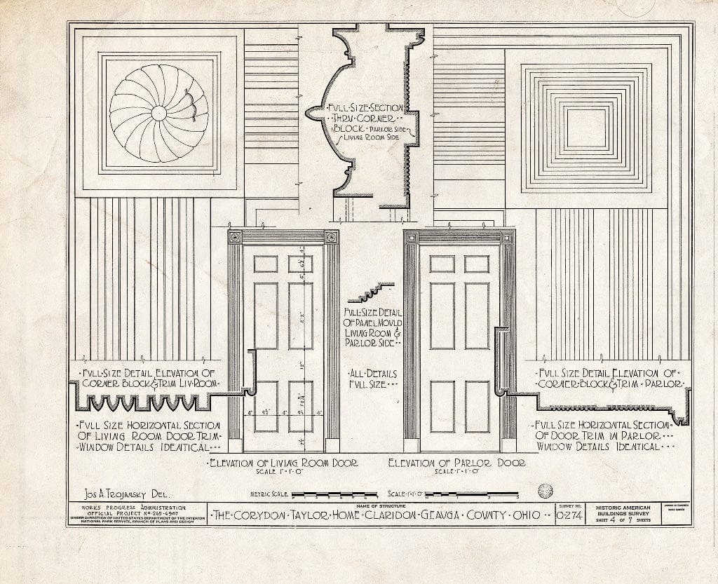 Blueprint HABS Ohio,28-CLAR.V,1- (Sheet 4 of 7) - Corydon Taylor House, Taylor Road, Claridon, Geauga County, OH
