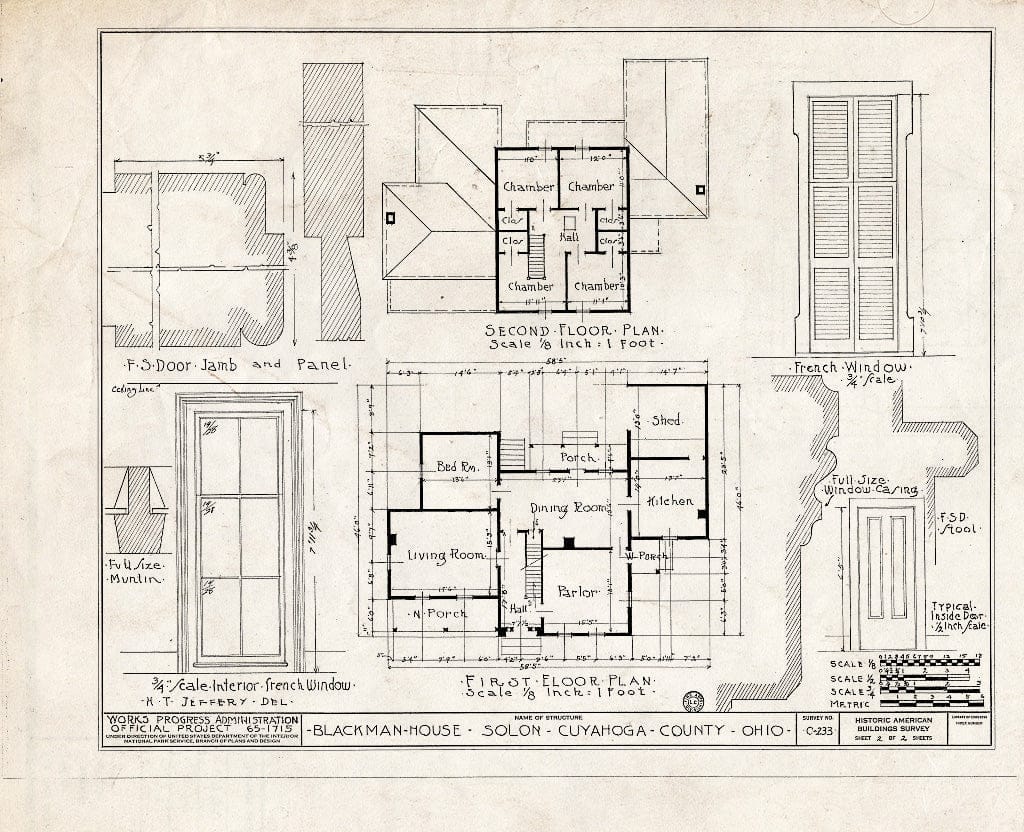 Blueprint HABS Ohio,18-Solo.V,1- (Sheet 2 of 2) - Blackman House, Pettibone Road, Solon, Cuyahoga County, OH