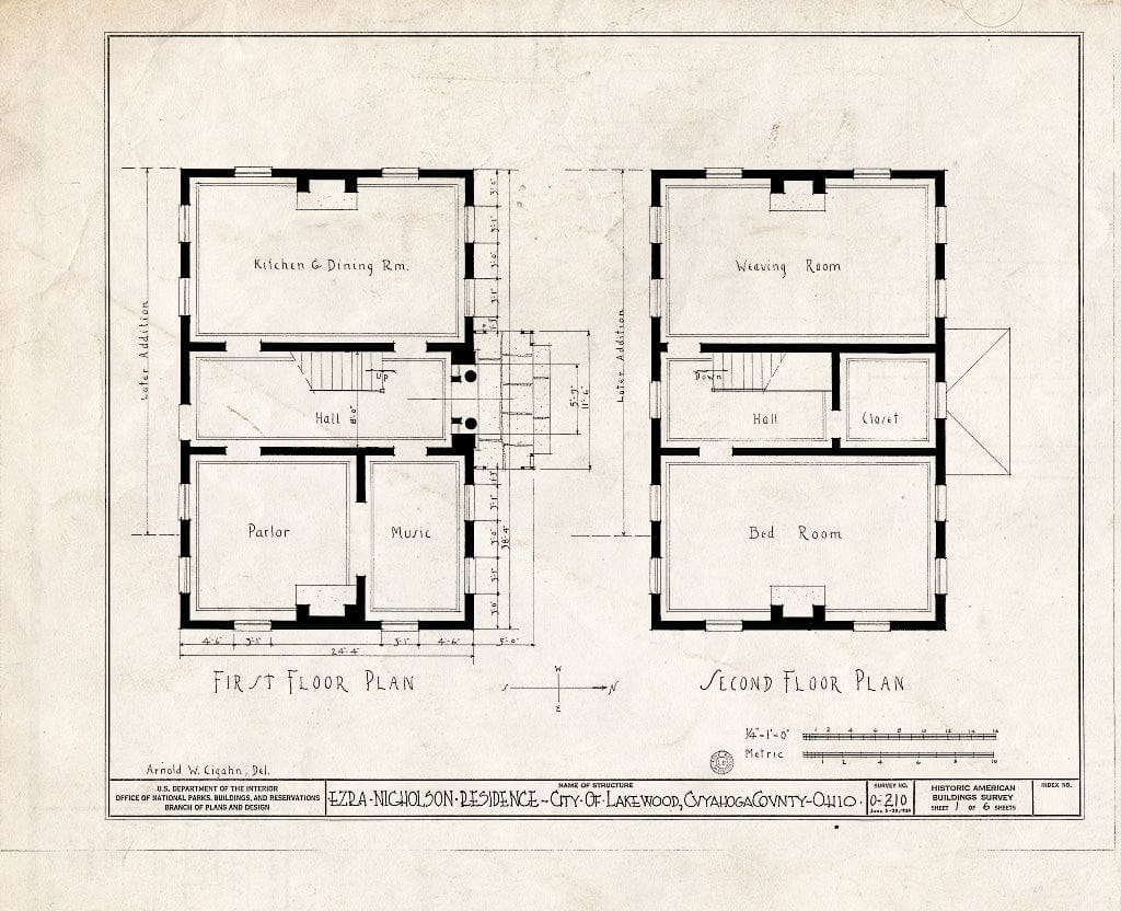 Blueprint HABS Ohio,18-LAKWO,3- (Sheet 1 of 6) - Ezra Nicholson House, 1335 Detroit Avenue, Lakewood, Cuyahoga County, OH