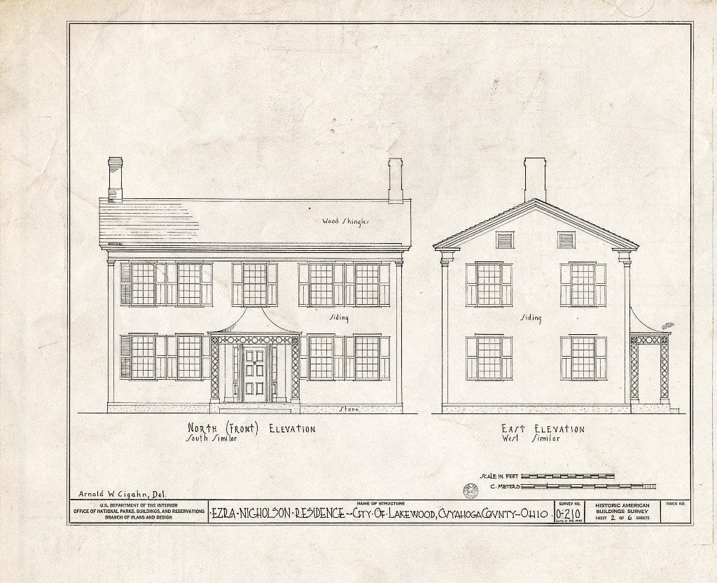 Blueprint HABS Ohio,18-LAKWO,3- (Sheet 2 of 6) - Ezra Nicholson House, 1335 Detroit Avenue, Lakewood, Cuyahoga County, OH