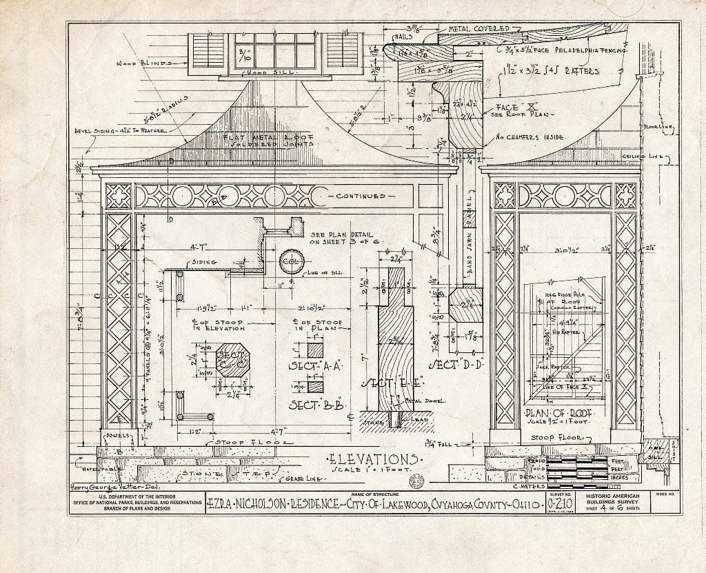 Blueprint HABS Ohio,18-LAKWO,3- (Sheet 4 of 6) - Ezra Nicholson House, 1335 Detroit Avenue, Lakewood, Cuyahoga County, OH