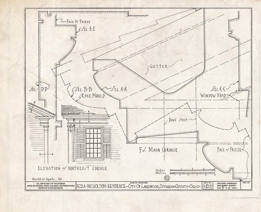 Blueprint HABS Ohio,18-LAKWO,3- (Sheet 5 of 6) - Ezra Nicholson House, 1335 Detroit Avenue, Lakewood, Cuyahoga County, OH