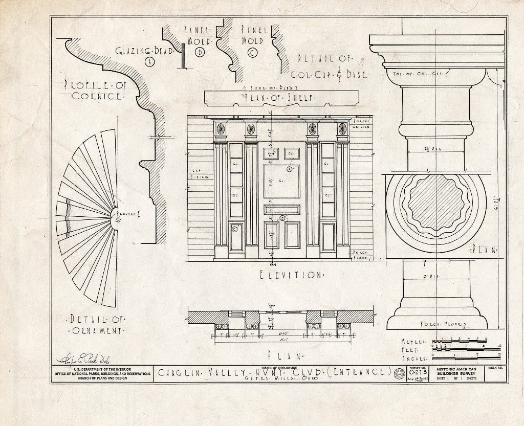 Blueprint HABS Ohio,18-GATMI,2- (Sheet 1 of 1) - Chagrin Valley Hunt Club (Doorway), Mayfield & River Roads, Gates Mills, Cuyahoga County, OH