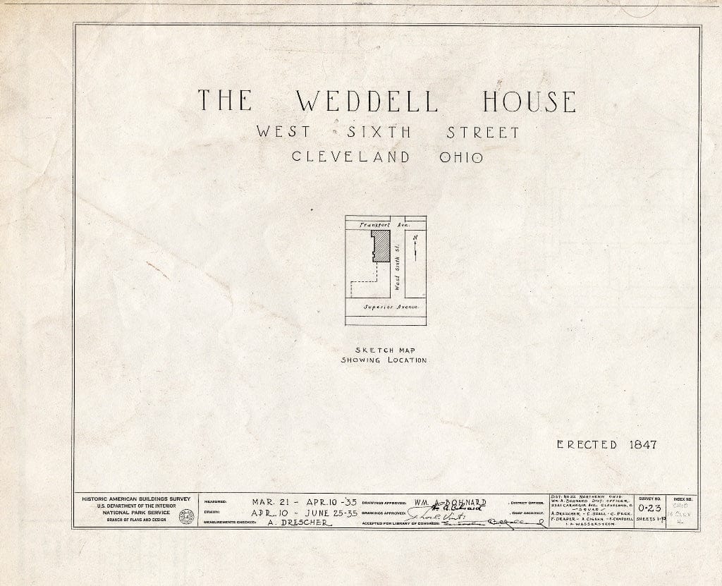 Blueprint HABS Ohio,18-CLEV,4- (Sheet 0 of 10) - Peter Weddell House, West Sixth Street & Frankfort Avenue, Cleveland, Cuyahoga County, OH