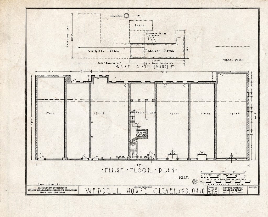 Blueprint HABS Ohio,18-CLEV,4- (Sheet 1 of 10) - Peter Weddell House, West Sixth Street & Frankfort Avenue, Cleveland, Cuyahoga County, OH
