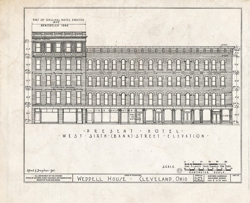 Blueprint HABS Ohio,18-CLEV,4- (Sheet 5 of 10) - Peter Weddell House, West Sixth Street & Frankfort Avenue, Cleveland, Cuyahoga County, OH