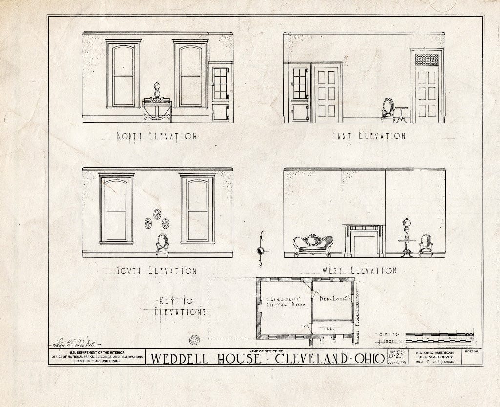 Blueprint HABS Ohio,18-CLEV,4- (Sheet 7 of 10) - Peter Weddell House, West Sixth Street & Frankfort Avenue, Cleveland, Cuyahoga County, OH
