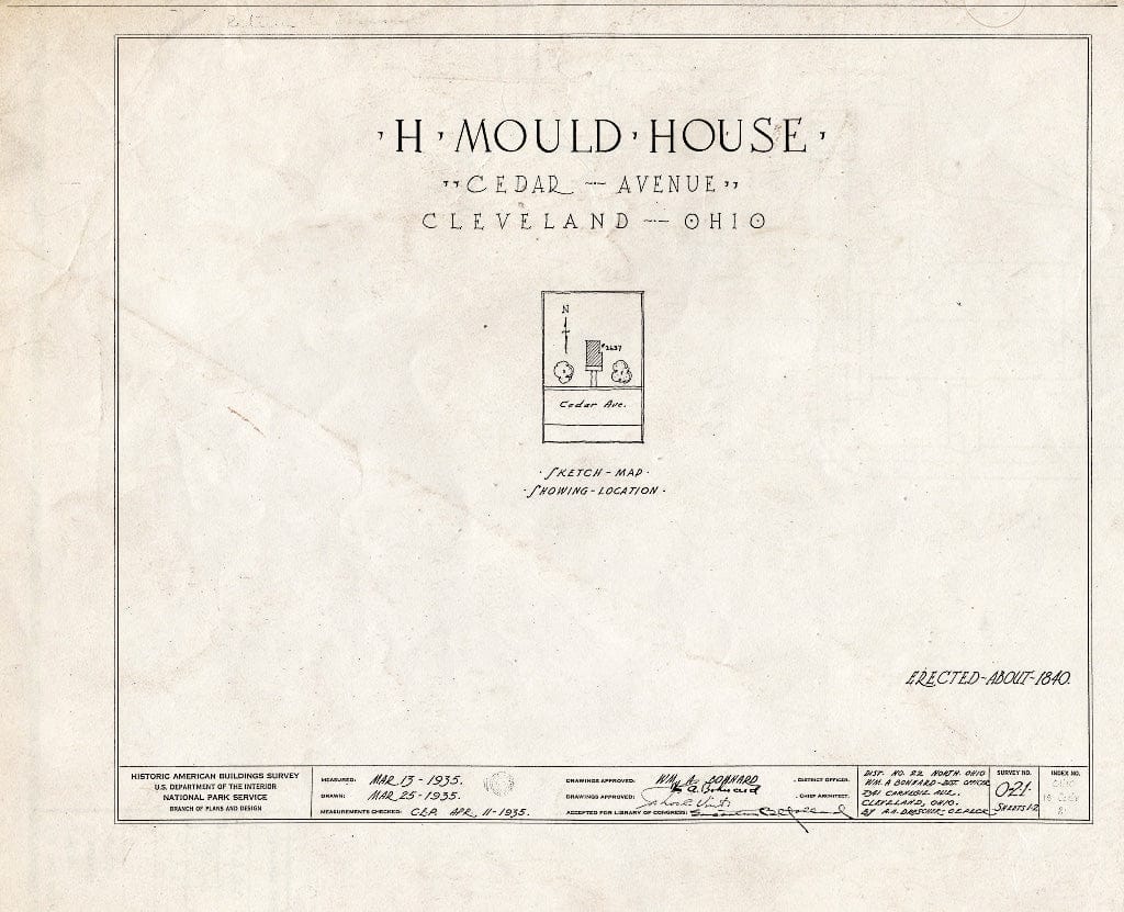 Blueprint HABS Ohio,18-CLEV,2- (Sheet 0 of 2) - H. Mould House, 2637 Cedar Avenue, Cleveland, Cuyahoga County, OH
