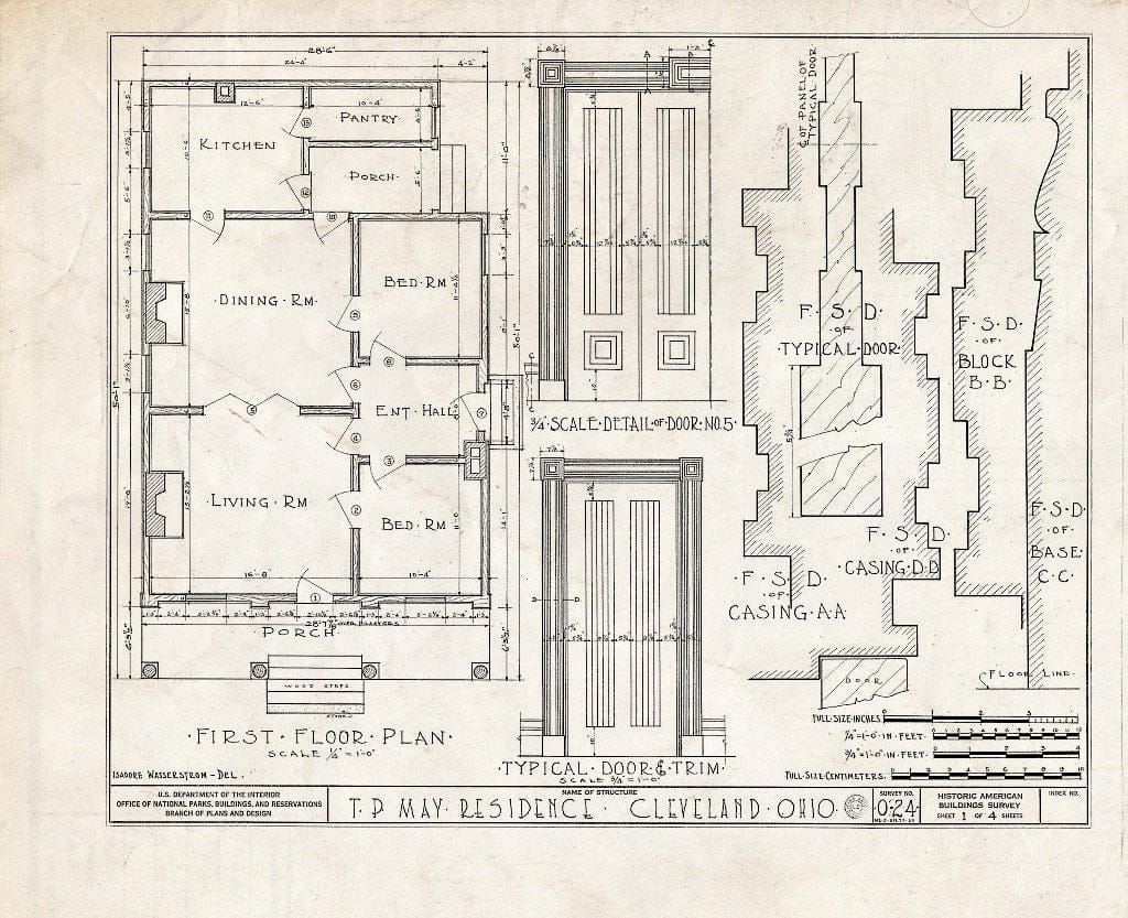 Blueprint HABS Ohio,18-CLEV,5- (Sheet 1 of 4) - T. P. May Residence, 1458 East Twelfth Street, Cleveland, Cuyahoga County, OH
