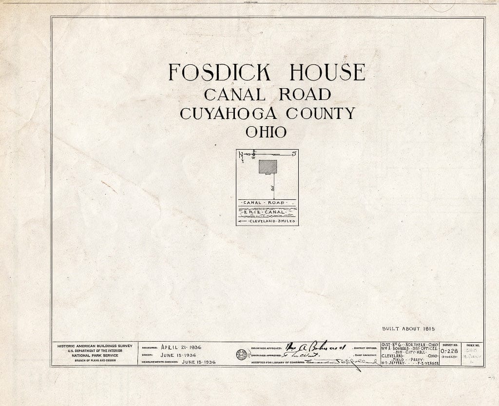 Blueprint HABS Ohio,18-CLEV.V,1- (Sheet 0 of 3) - Fosdick House, Canal Road, Cleveland, Cuyahoga County, OH