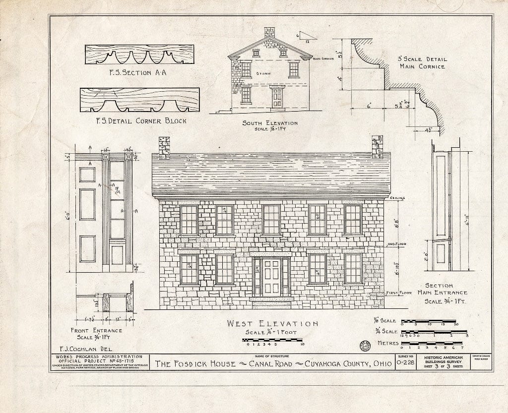 Blueprint HABS Ohio,18-CLEV.V,1- (Sheet 3 of 3) - Fosdick House, Canal Road, Cleveland, Cuyahoga County, OH