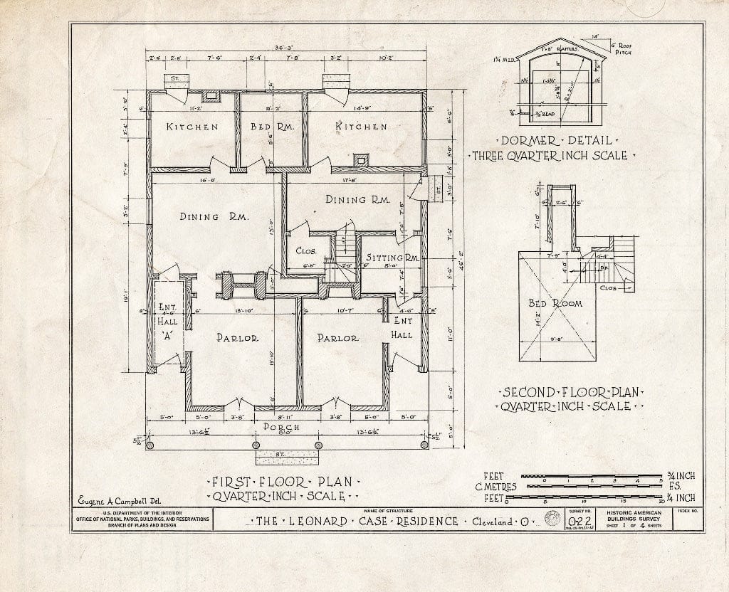 Blueprint HABS Ohio,18-CLEV,3- (Sheet 1 of 4) - Leonard Case Homestead, 1295 East Twentieth Street, Cleveland, Cuyahoga County, OH