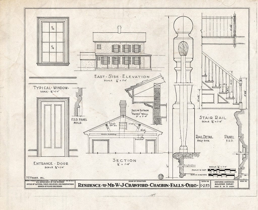 Blueprint HABS Ohio,18-CHAFA,3- (Sheet 2 of 3) - W. J. Crawford House, 170 Cleveland Street, Chagrin Falls, Cuyahoga County, OH