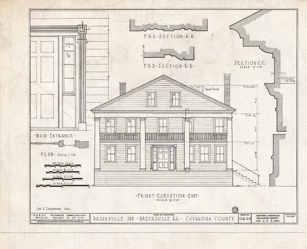 Blueprint HABS Ohio,18-Breck,2- (Sheet 2 of 3) - Brecksville Inn, Brecksville Road, Brecksville, Cuyahoga County, OH