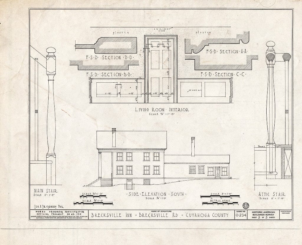 Blueprint HABS Ohio,18-Breck,2- (Sheet 3 of 3) - Brecksville Inn, Brecksville Road, Brecksville, Cuyahoga County, OH