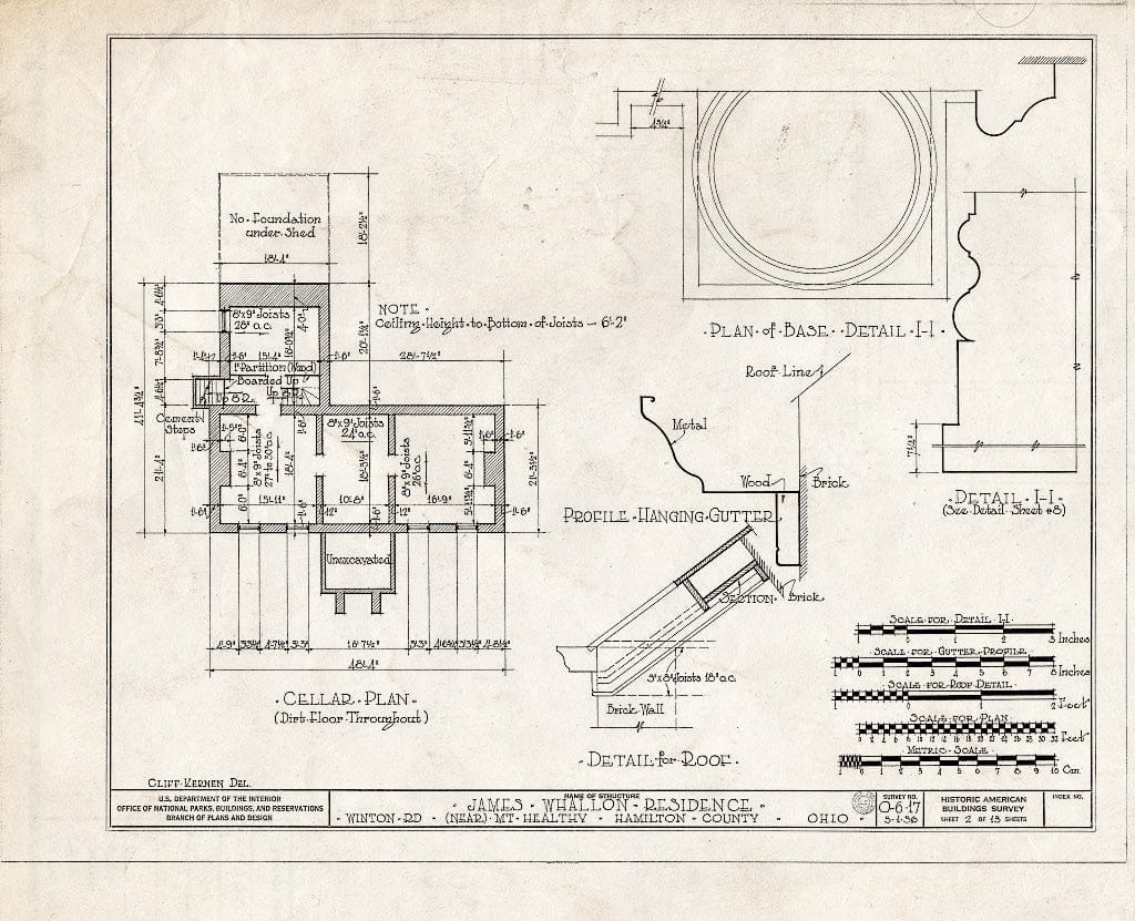 Blueprint HABS Ohio,31-MOUH.V,1- (Sheet 2 of 13) - James Whallon House, 11000 Winton Road, Greenhills, Hamilton County, OH