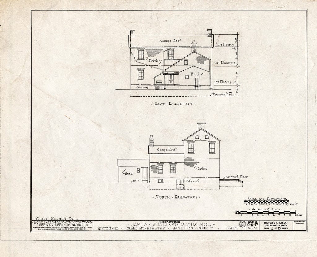 Blueprint HABS Ohio,31-MOUH.V,1- (Sheet 4 of 13) - James Whallon House, 11000 Winton Road, Greenhills, Hamilton County, OH