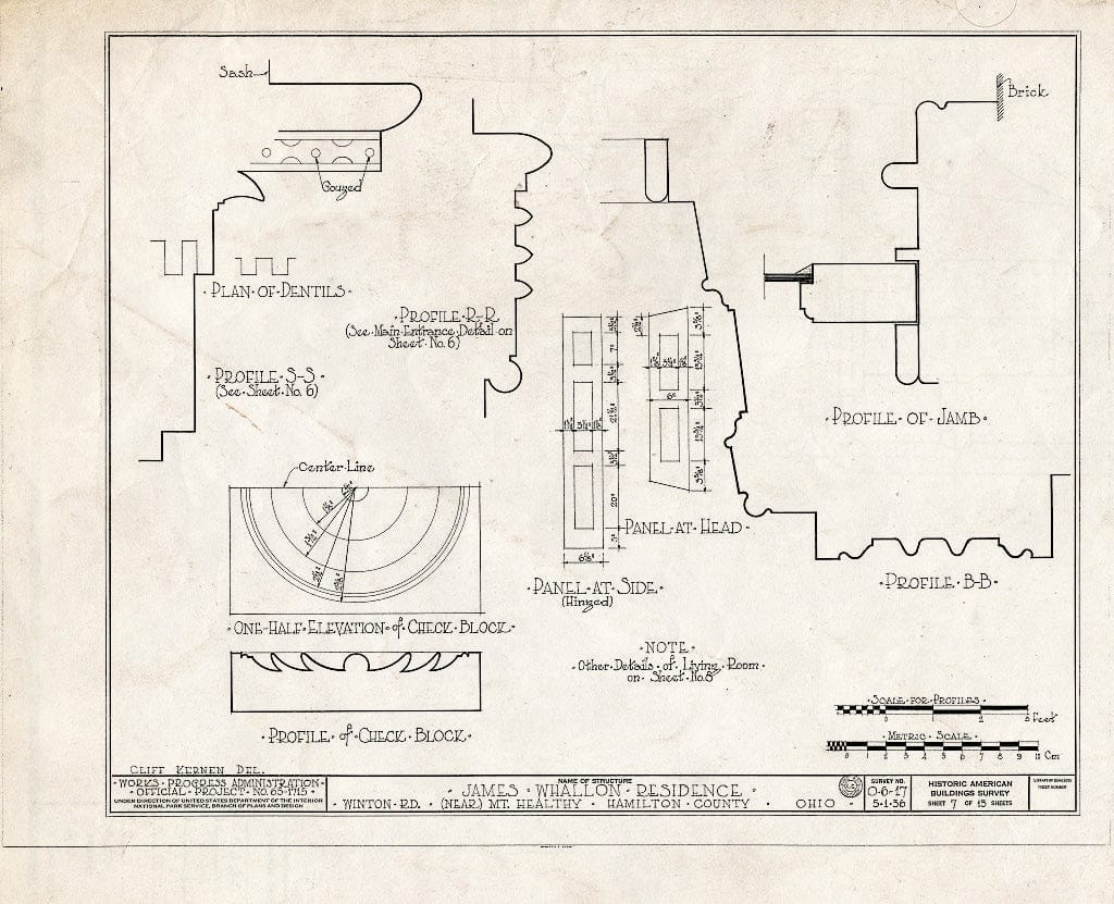Blueprint HABS Ohio,31-MOUH.V,1- (Sheet 7 of 13) - James Whallon House, 11000 Winton Road, Greenhills, Hamilton County, OH