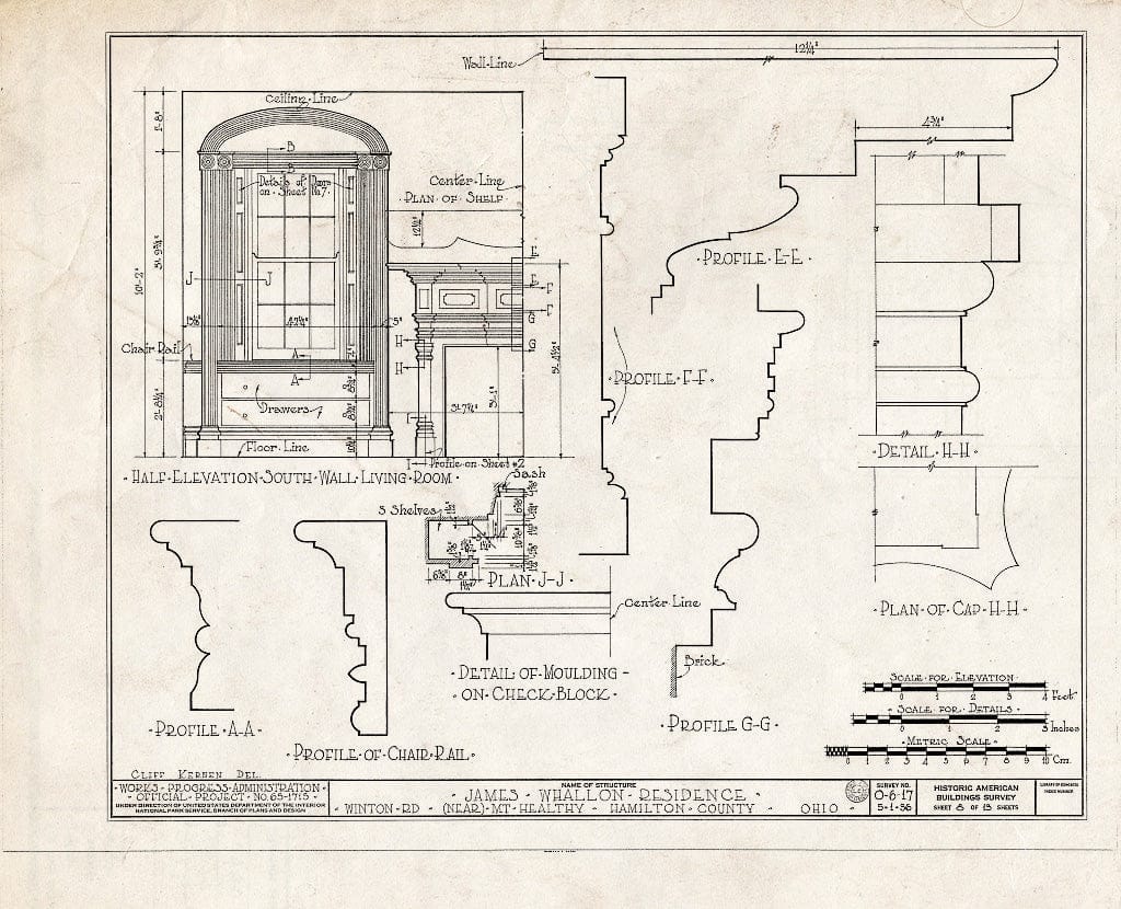 Blueprint HABS Ohio,31-MOUH.V,1- (Sheet 8 of 13) - James Whallon House, 11000 Winton Road, Greenhills, Hamilton County, OH