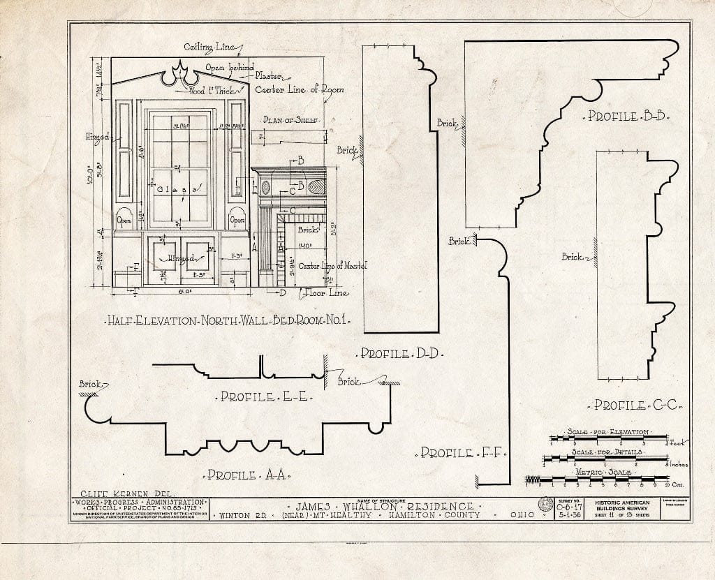 Blueprint HABS Ohio,31-MOUH.V,1- (Sheet 11 of 13) - James Whallon House, 11000 Winton Road, Greenhills, Hamilton County, OH